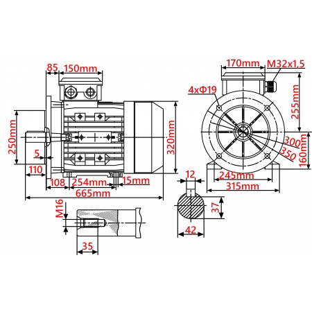 SILNIK ELEKTRYCZNY Z KOŁNIERZEM 15kW 400/690V 1455obr WAŁEK 42mm 3-FAZOWY